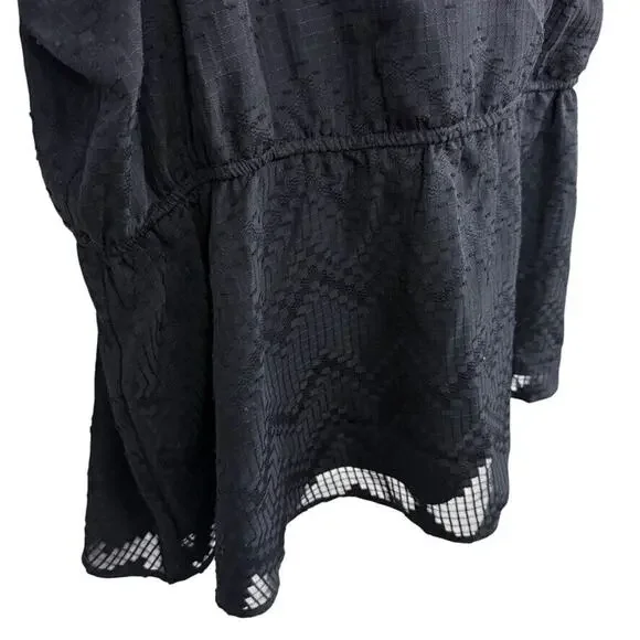 Lane Bryant Womens Black Short Sleeve Peplum Textured V-Neck Shirt Top NWT 26/28 - Picture 2 of 16